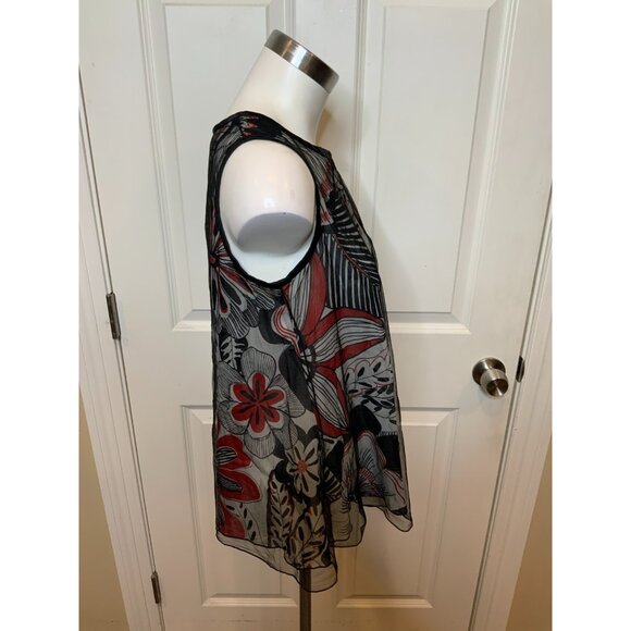 Dolce & Gabbana Black, Red & White Floral Mesh Sleeveless Top, Size 4 | 38 - Picture 2 of 5